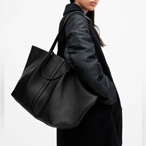 All saints Allington Leather Tote Bag in black